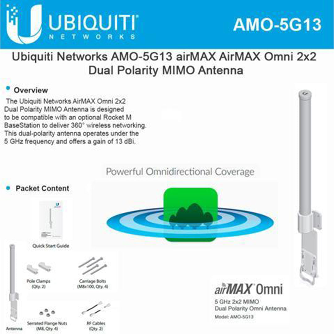 Ubiquiti Next-Gen 2x2 Dual Polarity MIMO Omni Antenna - AMO5G13